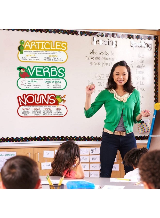 يوفال 10 قطع من ملصقات الكلام، لوحة إعلانات ضخمة، لوازم المعلم، ديكورات نحوية للفصول الابتدائية، التعليم المنزلي، علاج النطق (16 × 7.5 بوصة) - Image 2