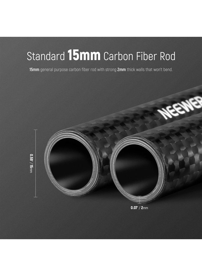 NEEWER 15mm Carbon Fiber Extension Rods 11.8"/30cm Compatible with SmallRig Compatible with Tilta 15mm Rod Rail Support System, DSLR Shoulder Rig, Camera Stabilizer Cage, Matte Box, Base Plate, SR002 - Image 2