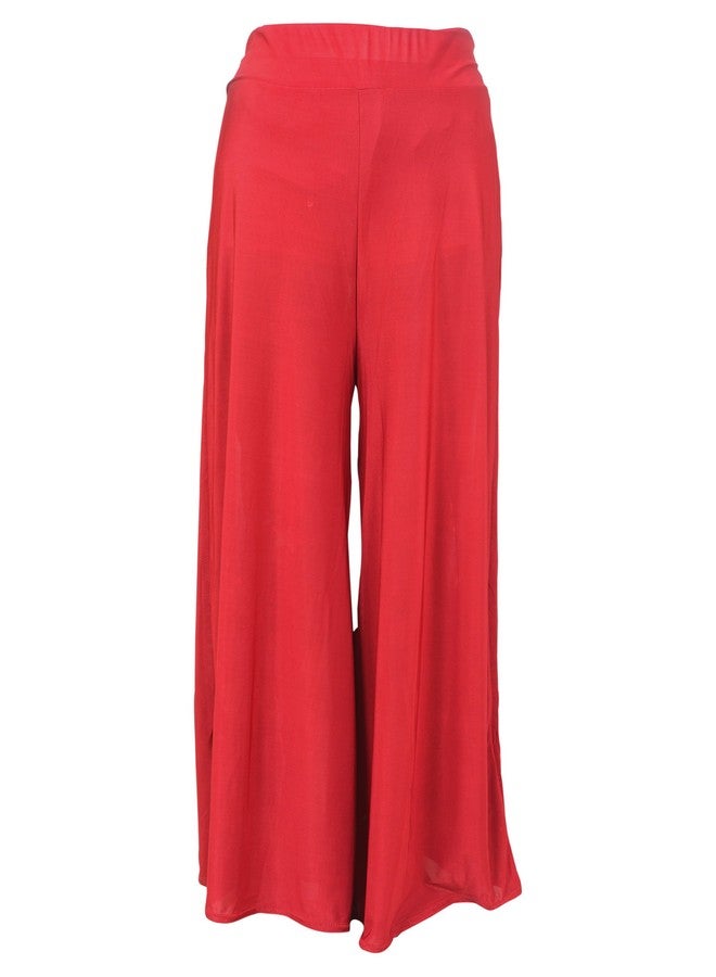 Malvina stretchable Designer Plain Casual Wear Red Palazzo Pant For Girl's - Free Size - Image 2