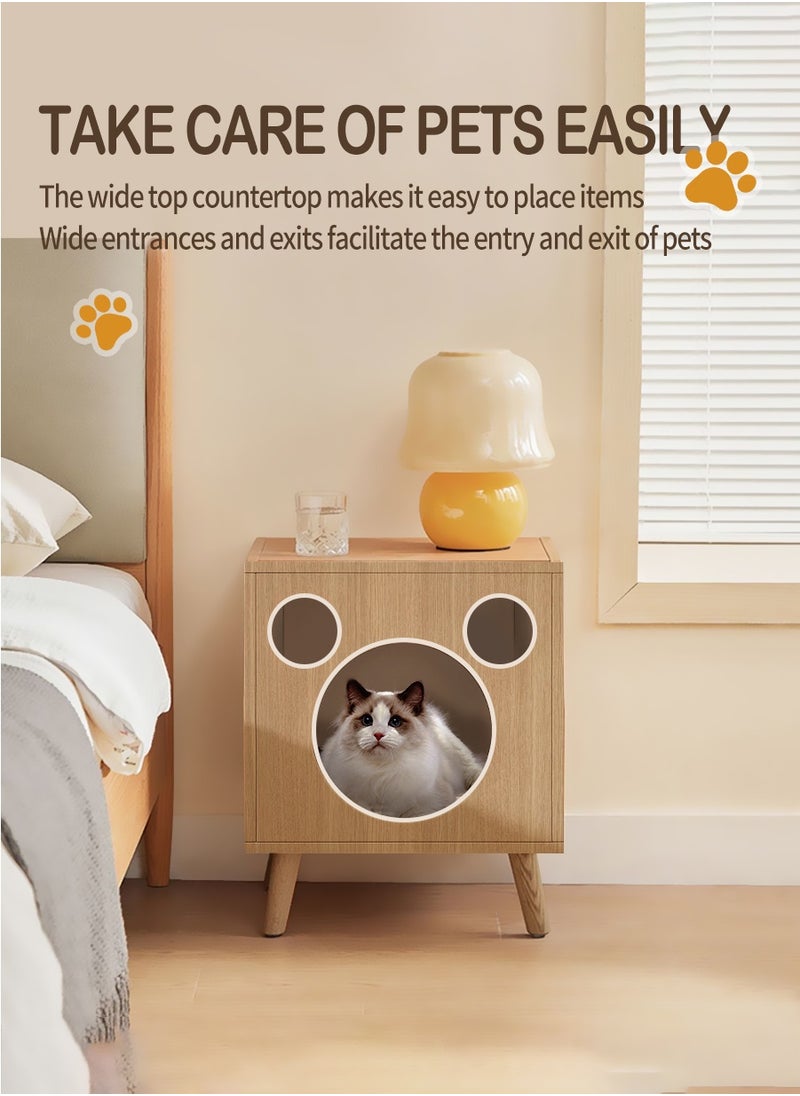 Beirui - Multi-Functional Coffee Table, Cat Bed, Pet House, Cat Tent, Wooden Side Table, Cave Cat Furniture, Nightstand, Easy-To-Clean Covered Cat Bed, Side Table With Replaceable And Washable Cushion(Suitable for kittens under 5 kilograms) - Image 1