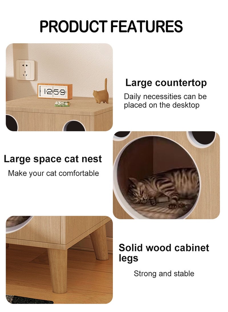 Beirui - Multi-Functional Coffee Table, Cat Bed, Pet House, Cat Tent, Wooden Side Table, Cave Cat Furniture, Nightstand, Easy-To-Clean Covered Cat Bed, Side Table With Replaceable And Washable Cushion(Suitable for kittens under 5 kilograms) - Image 1
