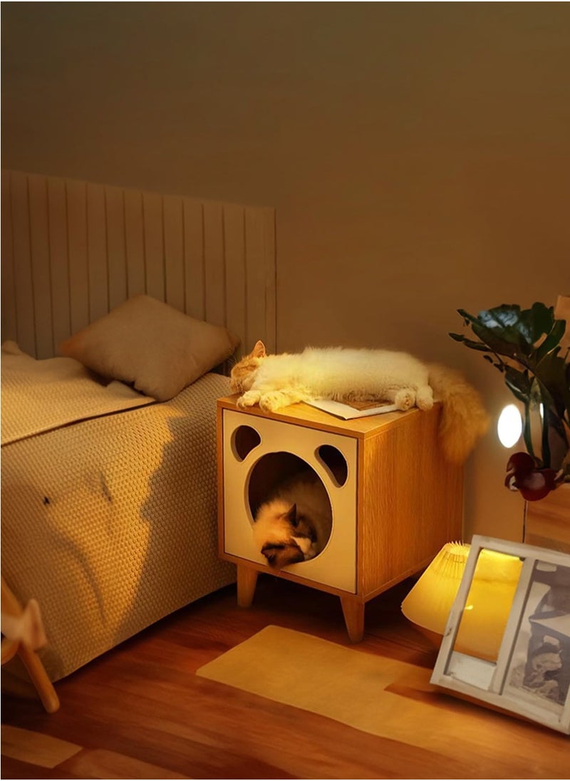 Beirui - Multi-Functional Coffee Table, Cat Bed, Pet House, Cat Tent, Wooden Side Table, Cave Cat Furniture, Nightstand, Easy-To-Clean Covered Cat Bed, Side Table With Replaceable And Washable Cushion(Suitable for kittens under 5 kilograms) - Image 1