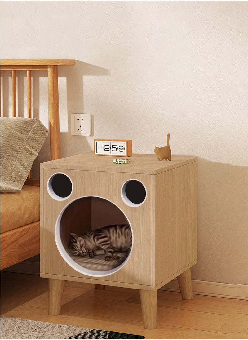 Beirui - Multi-Functional Coffee Table, Cat Bed, Pet House, Cat Tent, Wooden Side Table, Cave Cat Furniture, Nightstand, Easy-To-Clean Covered Cat Bed, Side Table With Replaceable And Washable Cushion(Suitable for kittens under 5 kilograms) - Image 1
