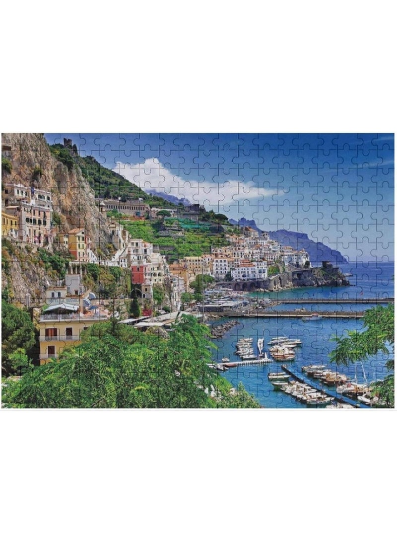 Jigsaw Puzzle 1000 Pieces Scenic Coastal Town Harbor View - Image 3
