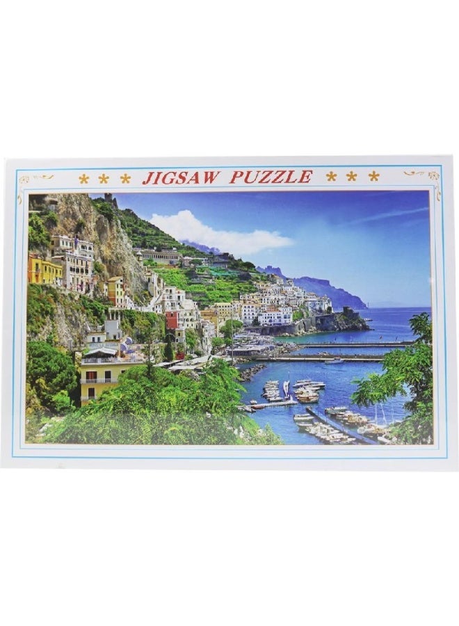 Jigsaw Puzzle 1000 Pieces Scenic Coastal Town Harbor View - Image 2