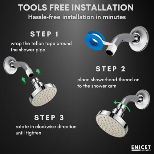 ENICET ABS Shower Head For Bathroom, 4 Inch Overhead Rain Shower, Soft Easy To Clean Rubber Nozzles, Without Arm, High Pressure Round Sawar, 1 Year Warranty (4 INCH ROUND SILVER) - Image 3
