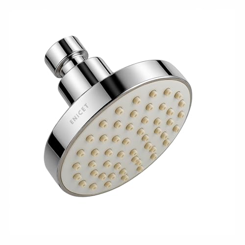 ENICET ABS Shower Head For Bathroom, 4 Inch Overhead Rain Shower, Soft Easy To Clean Rubber Nozzles, Without Arm, High Pressure Round Sawar, 1 Year Warranty (4 INCH ROUND SILVER) - Image 1