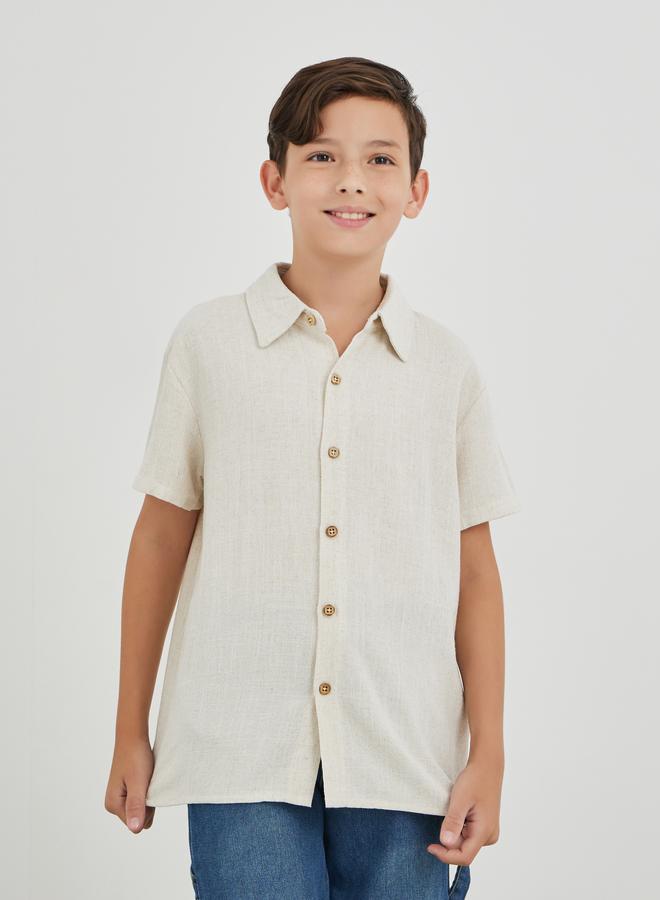 Styli Styli Spread Collar Buttoned Linen Shirt  - Image 1