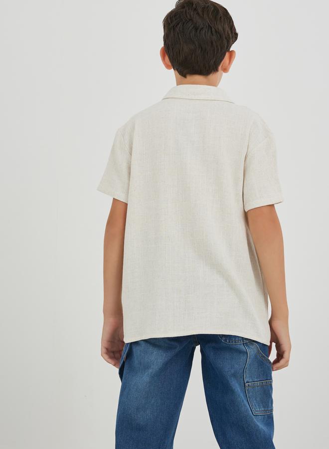 Styli Styli Spread Collar Buttoned Linen Shirt  - Image 4