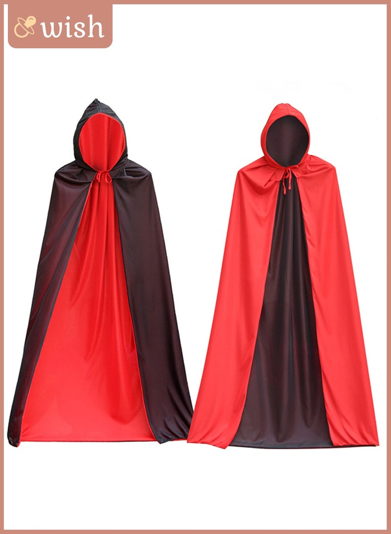 Wish Double sided Cloak Black & Red Unisex Adult or Kids Reversible Hooded Cloak, for Party Cosplay Costumes  155CM  - Image 1
