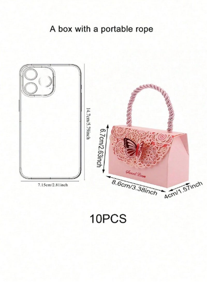 10-Piece "Sweet Love" Mini Butterfly Gift Box Set – Elegant Pink Design with Portable Handle - Image 5