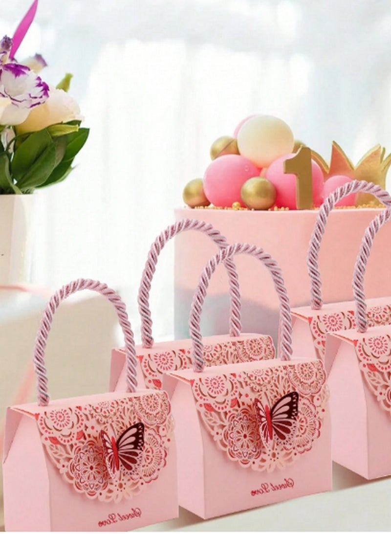 10-Piece "Sweet Love" Mini Butterfly Gift Box Set – Elegant Pink Design with Portable Handle - Image 1