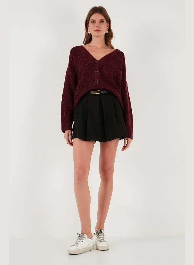 Lela Lela Oversize Fit Buttoned V-Neck Long Sleeve Knitwear Cardigan Women's CARDIGAN 4616232