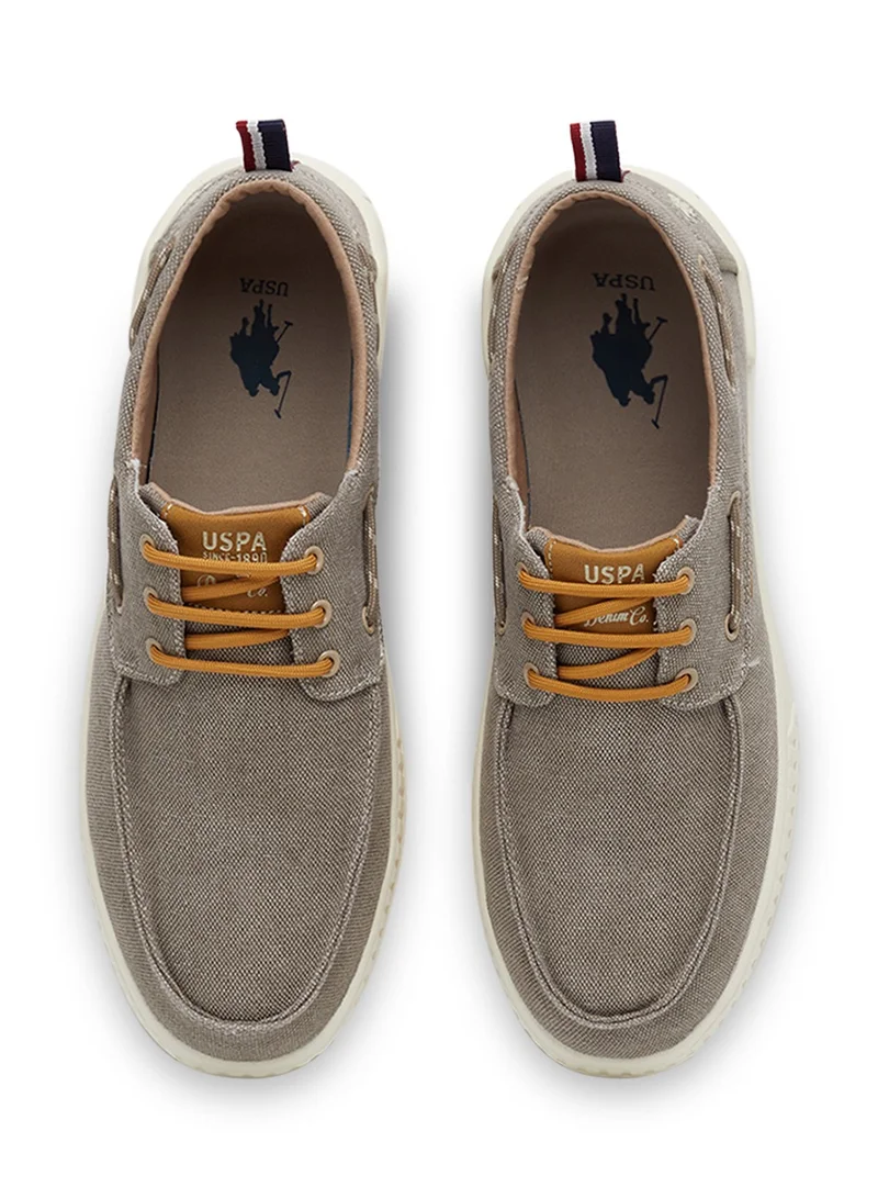U.S. Polo Assn. Men's Beige Low-Top Sneakers - Lightweight Slip-On Design with Iconic Branding for a Clean Look