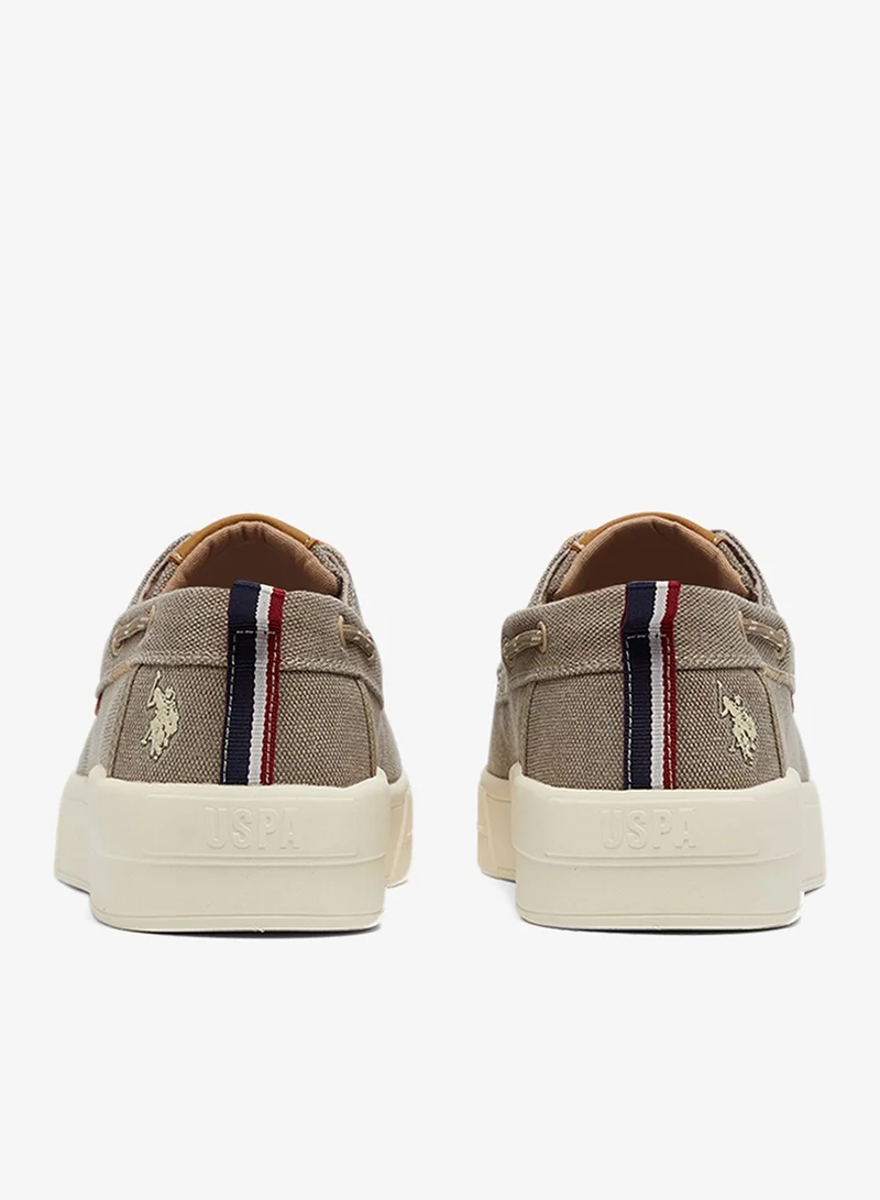 U.S. Polo Assn. Men's Beige Low-Top Sneakers - Lightweight Shoes Slip-On Design with Iconic Branding for a Clean Look Shoes