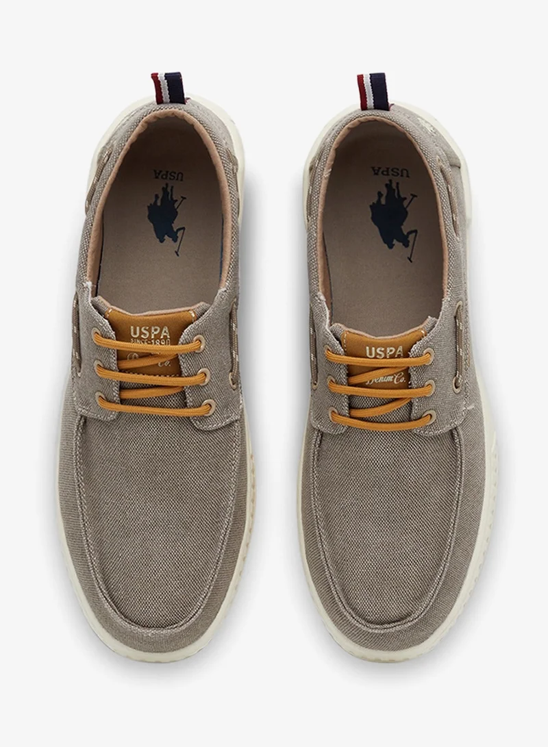 U.S. Polo Assn. Men's Beige Low-Top Sneakers - Lightweight Shoes Slip-On Design with Iconic Branding for a Clean Look Shoes