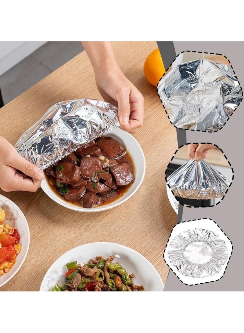 5 Pcs Reusable Aluminum Foil Food Covers – Heat-Resistant Kitchen Insulation Film for Fresh-Keeping - Multi-Size Covers for Bowls, Plates, Fruits & Leftovers (Silver, 7.87 Inches) ﻿  - Image 1