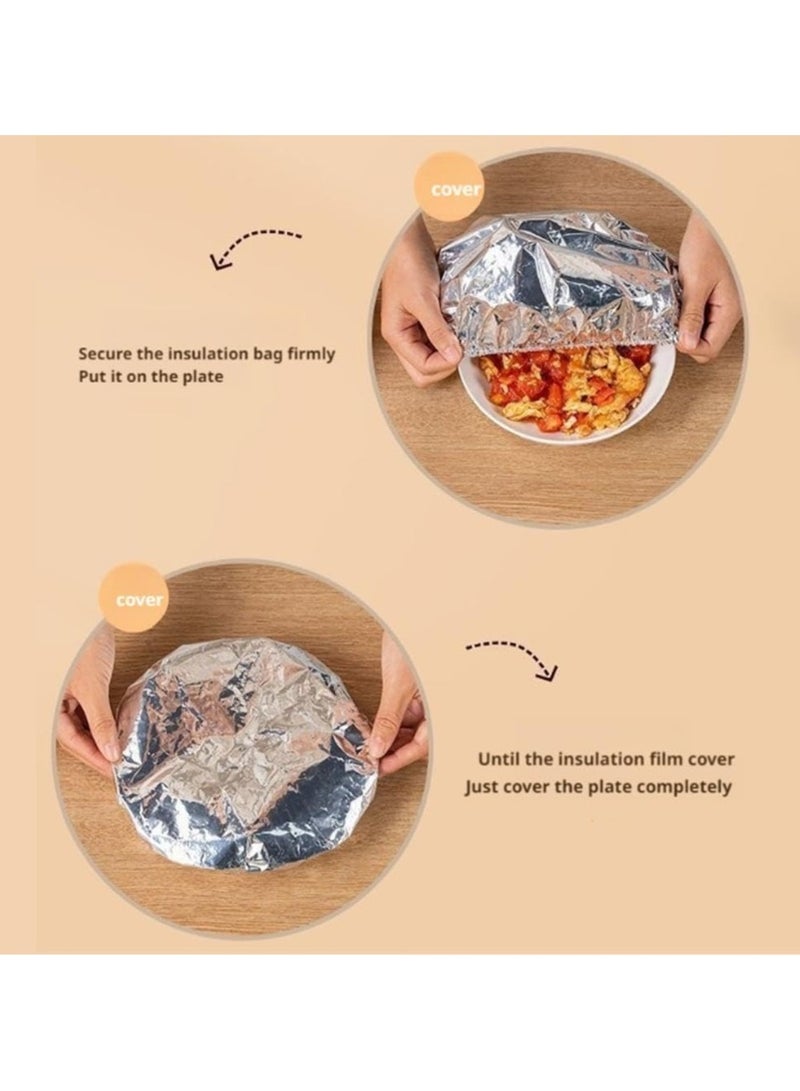 5 Pcs Reusable Aluminum Foil Food Covers – Heat-Resistant Kitchen Insulation Film for Fresh-Keeping - Multi-Size Covers for Bowls, Plates, Fruits & Leftovers (Silver, 7.87 Inches) ﻿  - Image 2