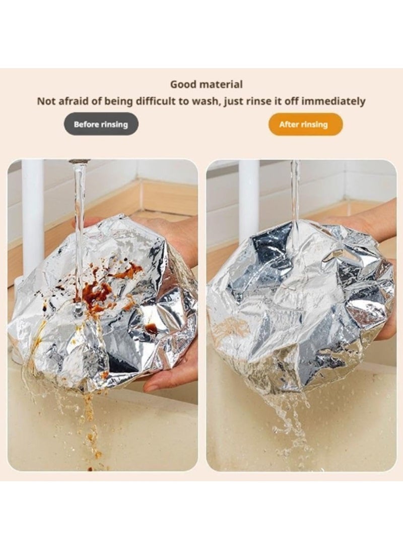 5 Pcs Reusable Aluminum Foil Food Covers – Heat-Resistant Kitchen Insulation Film for Fresh-Keeping - Multi-Size Covers for Bowls, Plates, Fruits & Leftovers (Silver, 7.87 Inches) ﻿  - Image 3
