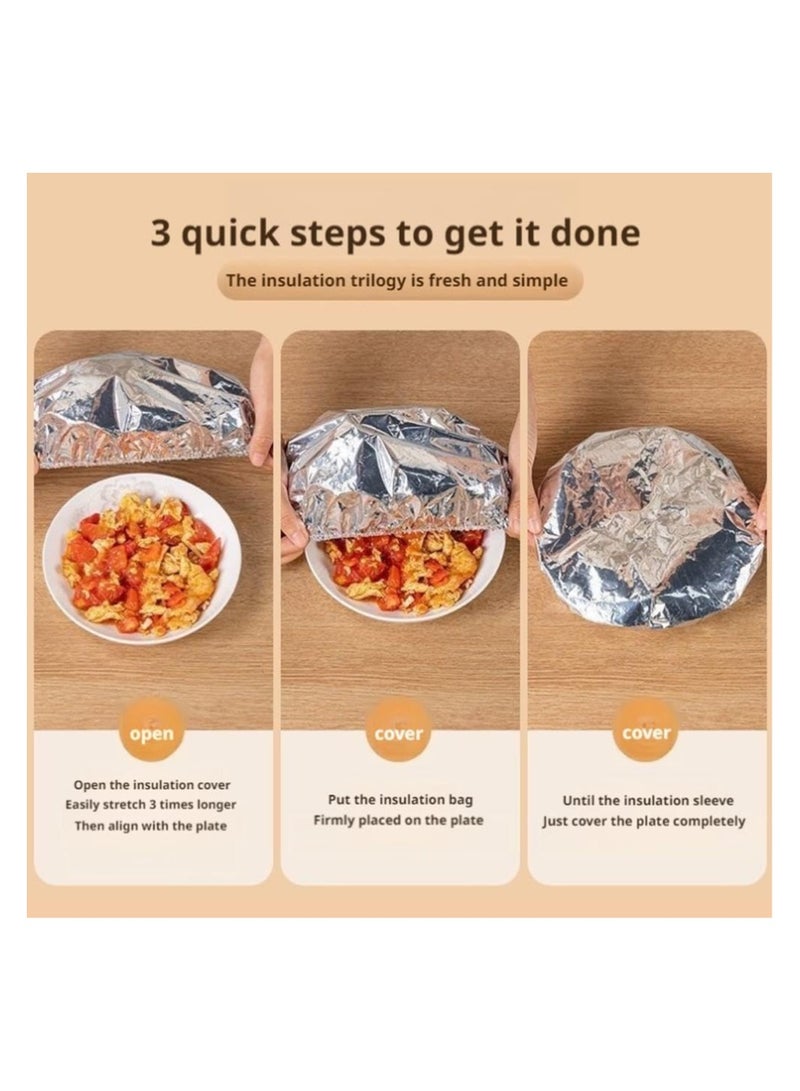5 Pcs Reusable Aluminum Foil Food Covers – Heat-Resistant Kitchen Insulation Film for Fresh-Keeping - Multi-Size Covers for Bowls, Plates, Fruits & Leftovers (Silver, 7.87 Inches) ﻿  - Image 4