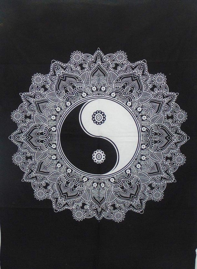 NOKHWAL Ying Yang Tapestry Wall Hanging Handmade Cotton Poster For Room Office Home (Size-40x30 Inches) - Image 1