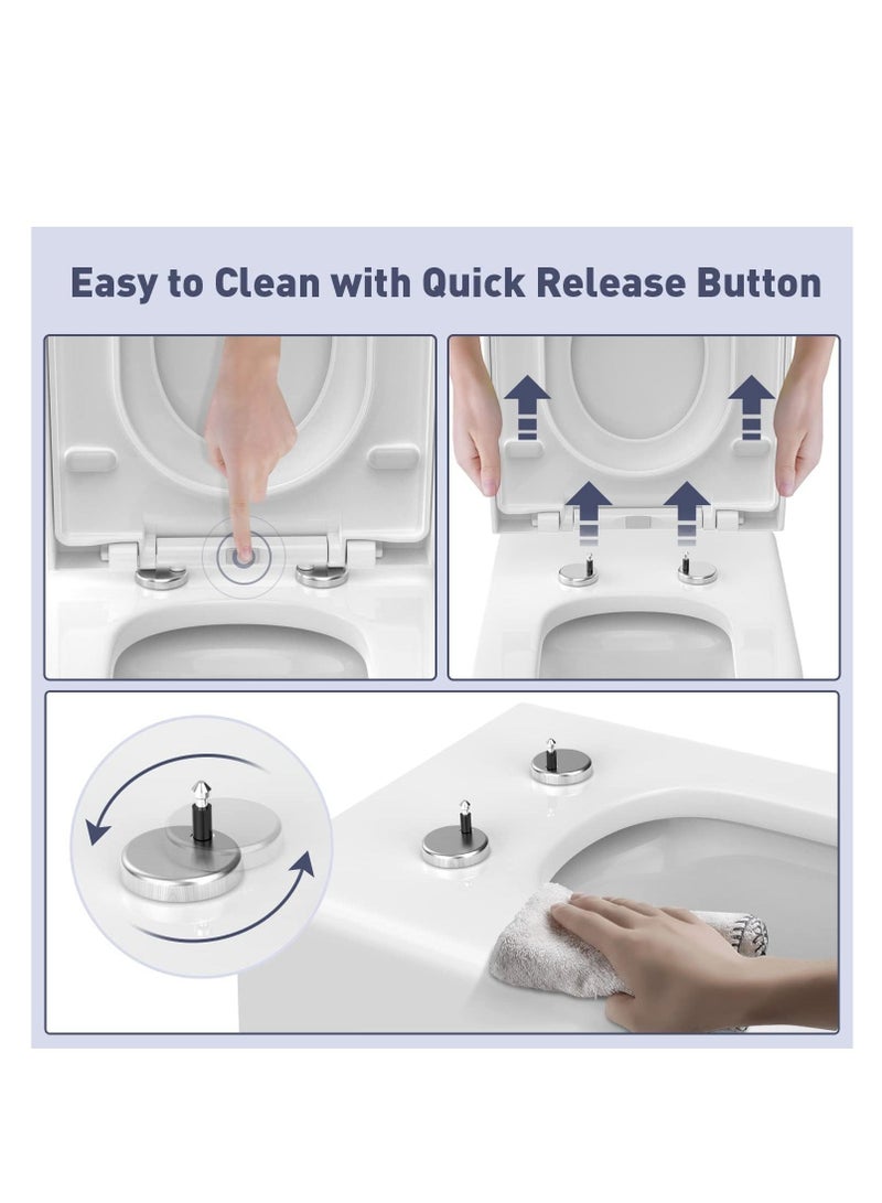 مقعد مرحاض طويل 2 في 1، مقعد مرحاض عائلي مع مقعد أطفال مدمج، مقعد مرحاض للتدريب للأطفال الصغار، وظيفة الإغلاق الناعم والتحرير السريع، للبالغين والأطفال - Image 5