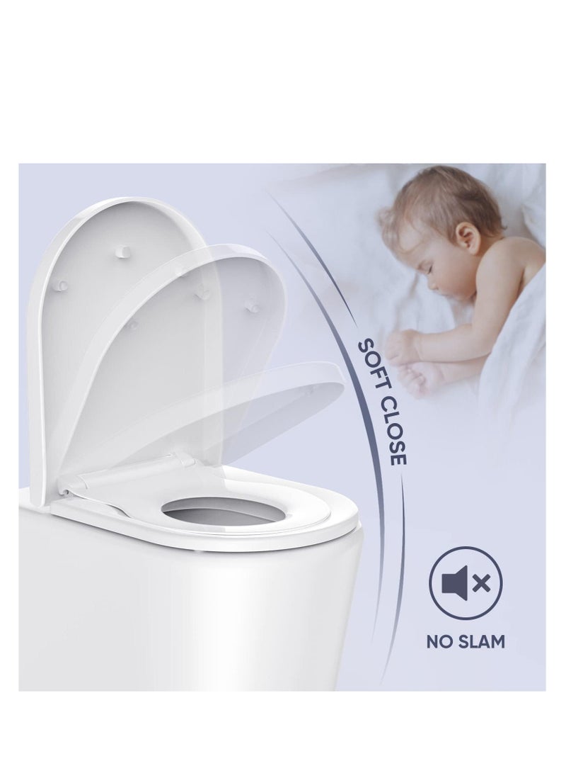 مقعد مرحاض طويل 2 في 1، مقعد مرحاض عائلي مع مقعد أطفال مدمج، مقعد مرحاض للتدريب للأطفال الصغار، وظيفة الإغلاق الناعم والتحرير السريع، للبالغين والأطفال - Image 3