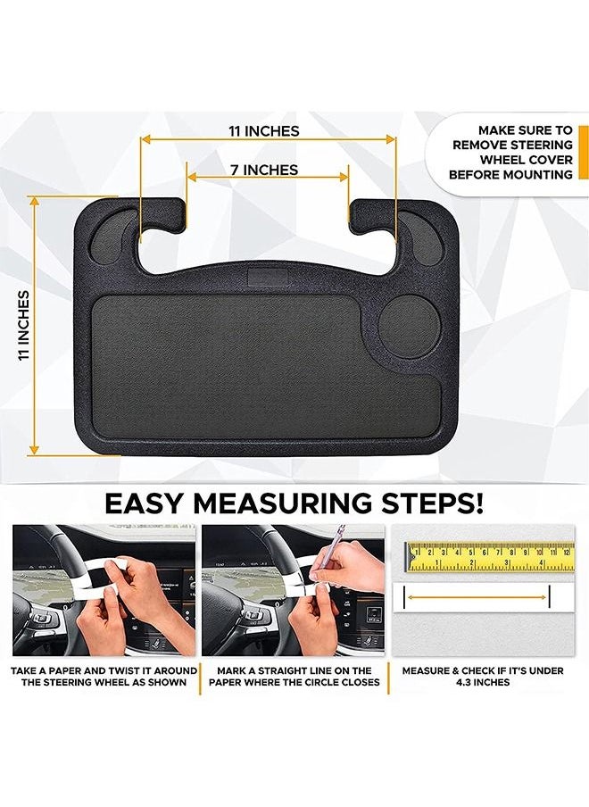 Generic Steering Wheel Tray For Laptop & Food 2 In 1 Auto Steering Wheel Desk Vehicle Seat Table Mount For Food Eating Laptop Tablet Ipad Notebook Car Traveling Table Suitable For Most Vehicles  - Image 2