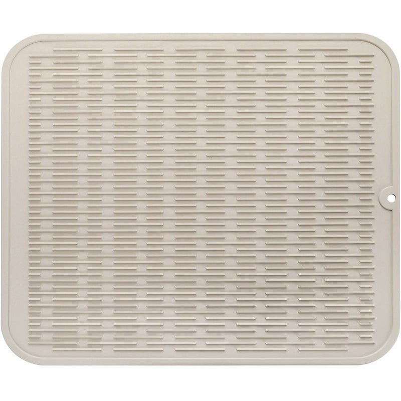 MicoYang Silicone Dish Drying Mat for Multiple UsageEasy cleanEcofriendlyHeatresistant Silicone Mat for Kitchen Counter or SinkRefrigerator or Drawer Liner Tapioca XL 18 inches x 16 inches