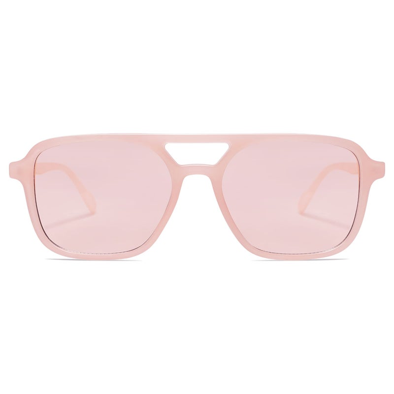 SOJOS Retro Aviator Sunglasses for Women Men,Trendy Rectangle Womens Mens Shades Sun Glasses SJ2202 Milky Pink with Light Pink Lens - Image 3