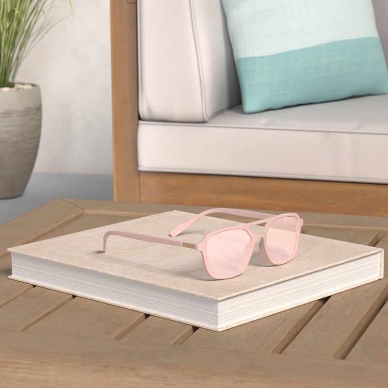 SOJOS Retro Aviator Sunglasses for Women Men,Trendy Rectangle Womens Mens Shades Sun Glasses SJ2202 Milky Pink with Light Pink Lens - Image 2