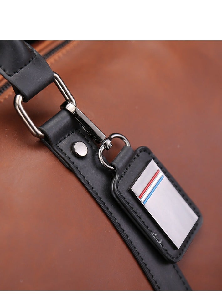 PU large capacity handbag, travel bag, business bag, waterproof and wear-resistant handbag, crossbody bag, shoulder bag, high-quality material, suitable for boarding or short distance travel, suitable for men and women's business travel luggage bag, fitness bag, shoulder bag, outdoor bag  - Image 3