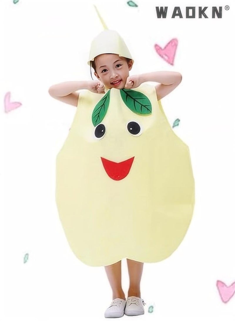 WAOKN Kids Fruits Vegetables and Nature costumes Suits outfits Fancy Dress Party Boys and Girls Costume Suit with Hat Children Performance Costume Kids Vegetable Costume Kids Cosplay Costume Makeup (Pear) - Image 5