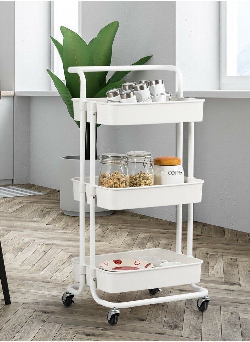 Generic - 3 Tier Utility Rolling Storage Cart For With Handles And Lockable Wheels - Image 1