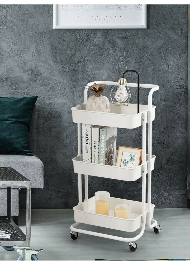 Generic - 3 Tier Utility Rolling Storage Cart For With Handles And Lockable Wheels - Image 1
