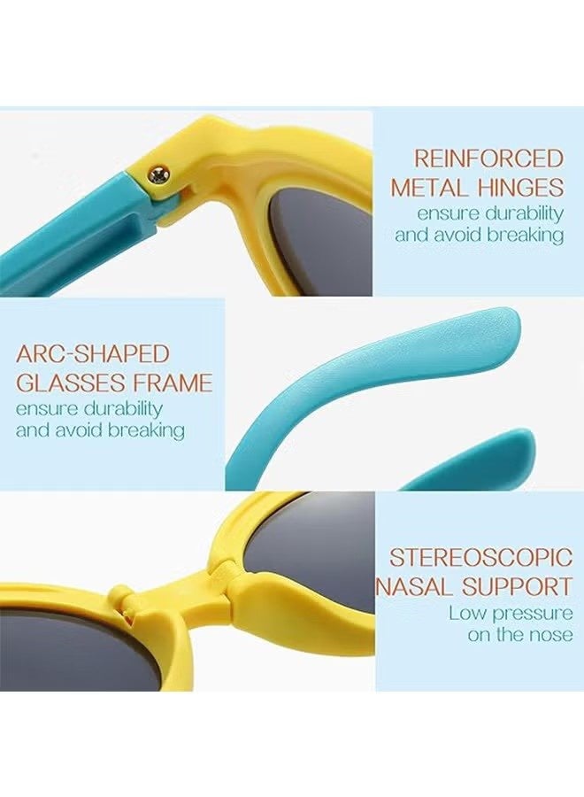 HY Kids Polarized Sunglasses 4 Pack - Foldable Toddler Sunglasses for Boys & Girls Age 2-14, UV Protection for Beach/Party/Outdoor Play, Baby to Youth Baseball Sunglasses (2-14 Years) - Image 3