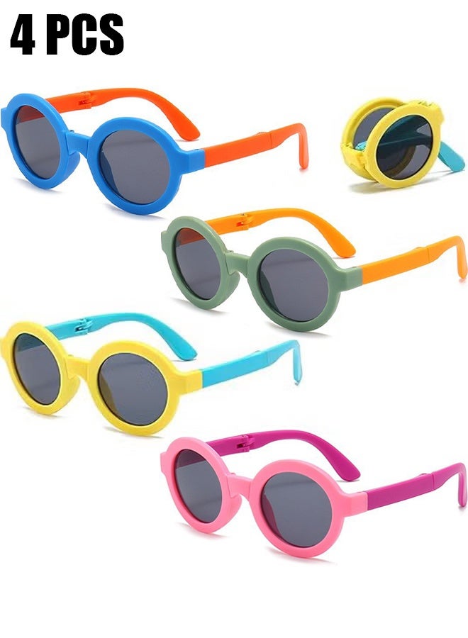HY Kids Polarized Sunglasses 4 Pack - Foldable Toddler Sunglasses for Boys & Girls Age 2-14, UV Protection for Beach/Party/Outdoor Play, Baby to Youth Baseball Sunglasses (2-14 Years) - Image 1