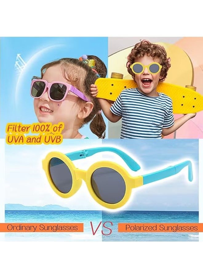 HY Kids Polarized Sunglasses 4 Pack - Foldable Toddler Sunglasses for Boys & Girls Age 2-14, UV Protection for Beach/Party/Outdoor Play, Baby to Youth Baseball Sunglasses (2-14 Years) - Image 4