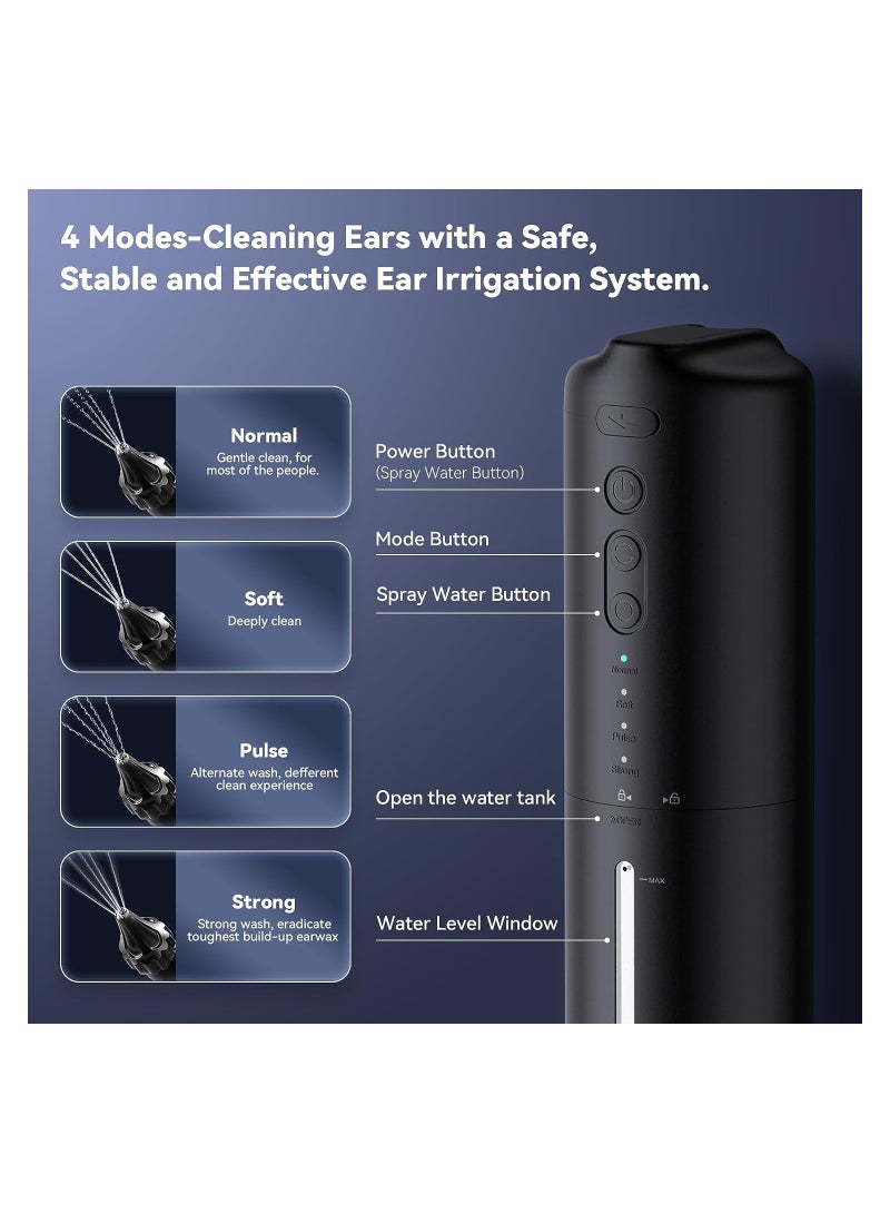 SYOSI Ear Wax Removal Electric Ear Cleaner Ear Cleaning Kit Ear Irrigation Flushing System with 5 Pressure Settings 4 Modes Ear Cleaning Irrigation Kit with Basin & 10 Tips USB Rechargeable - Image 3
