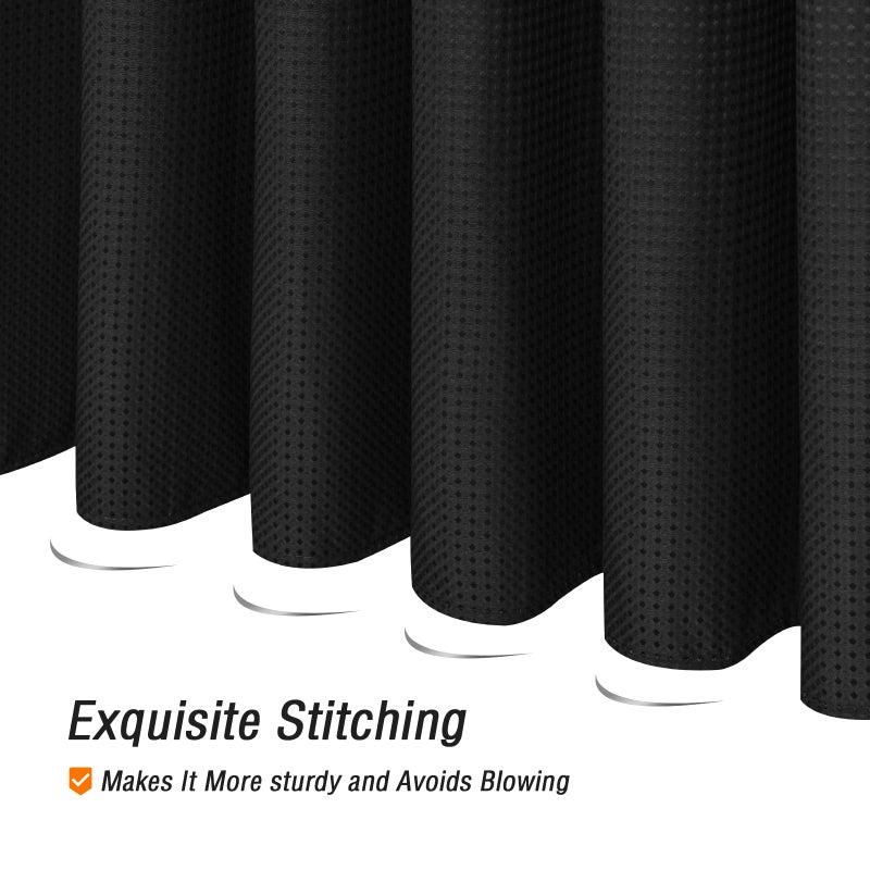 Gibelle Black Shower Curtain, Waffle Weave Textured Fabric Shower Curtain for Bathroom - Soft Cloth & Hotel Spa Luxury, Water Repellent, Machine Washable, 72X72, Black - Image 5