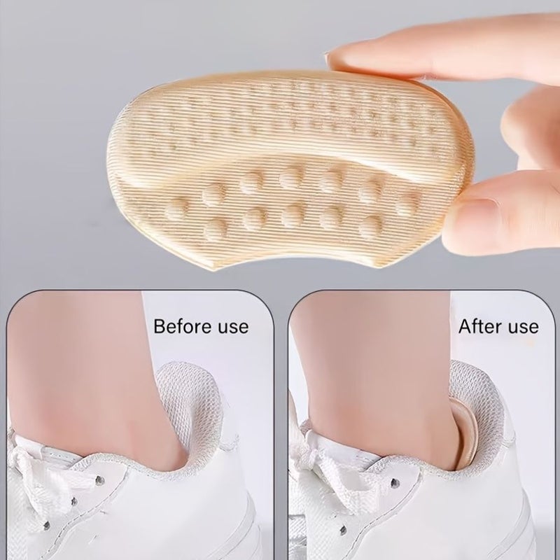 Beige Memory Foam Heel Pads 1 Pair Soft Comfortable Breathable Damping For Casual Sports Shoes Loafers Unisex - Image 3