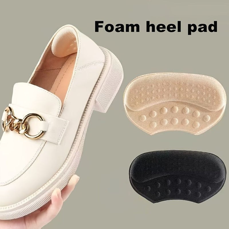 Beige Memory Foam Heel Pads 1 Pair Soft Comfortable Breathable Damping For Casual Sports Shoes Loafers Unisex - Image 1
