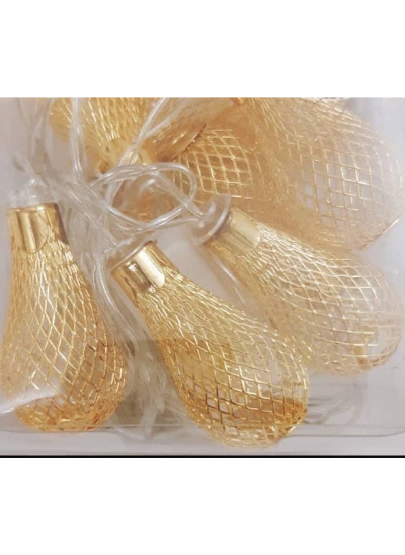 ماركة غير محددة فرع زينة رمضان من النحاس على شكل لمبات LED - مكون 10 أصفر، 3.5 ميتر , عدد 1،  - Image 3