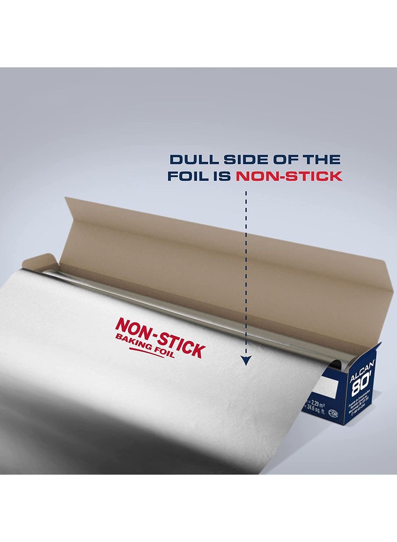 ALCAN Non-Stick Baking Aluminum Foil 12-in x 80-ft Pack of 3 - Image 2