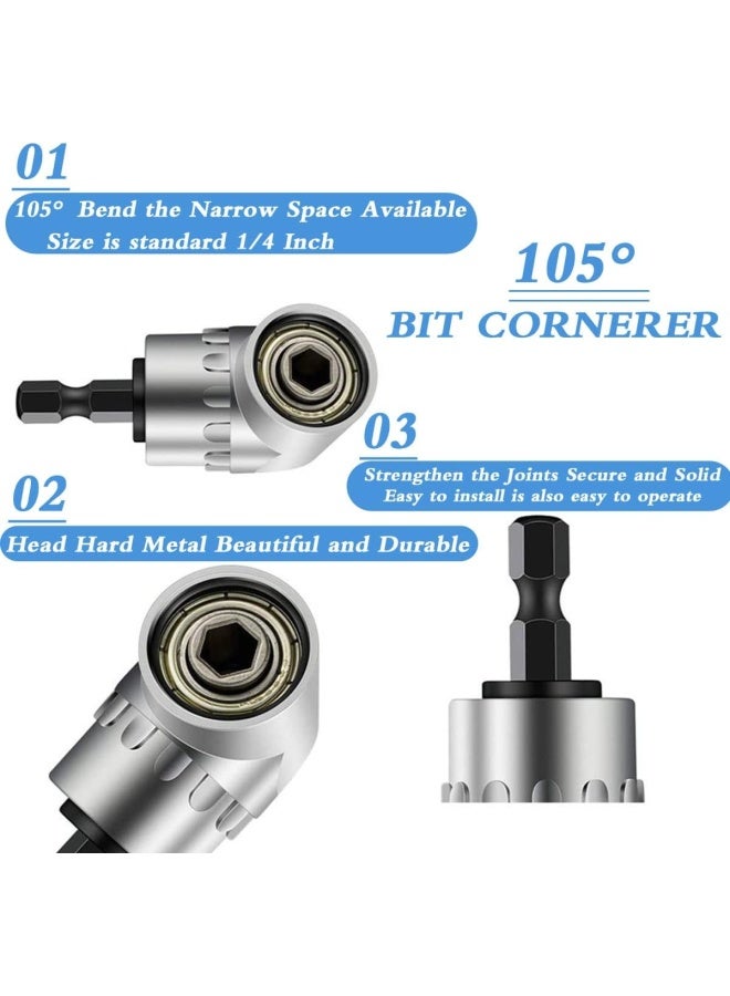 Yfly 105 Degree 1/4 Inch Right Angle Drill Adapter Hex Shank Screwdriver Angled Bit Holder - Image 3