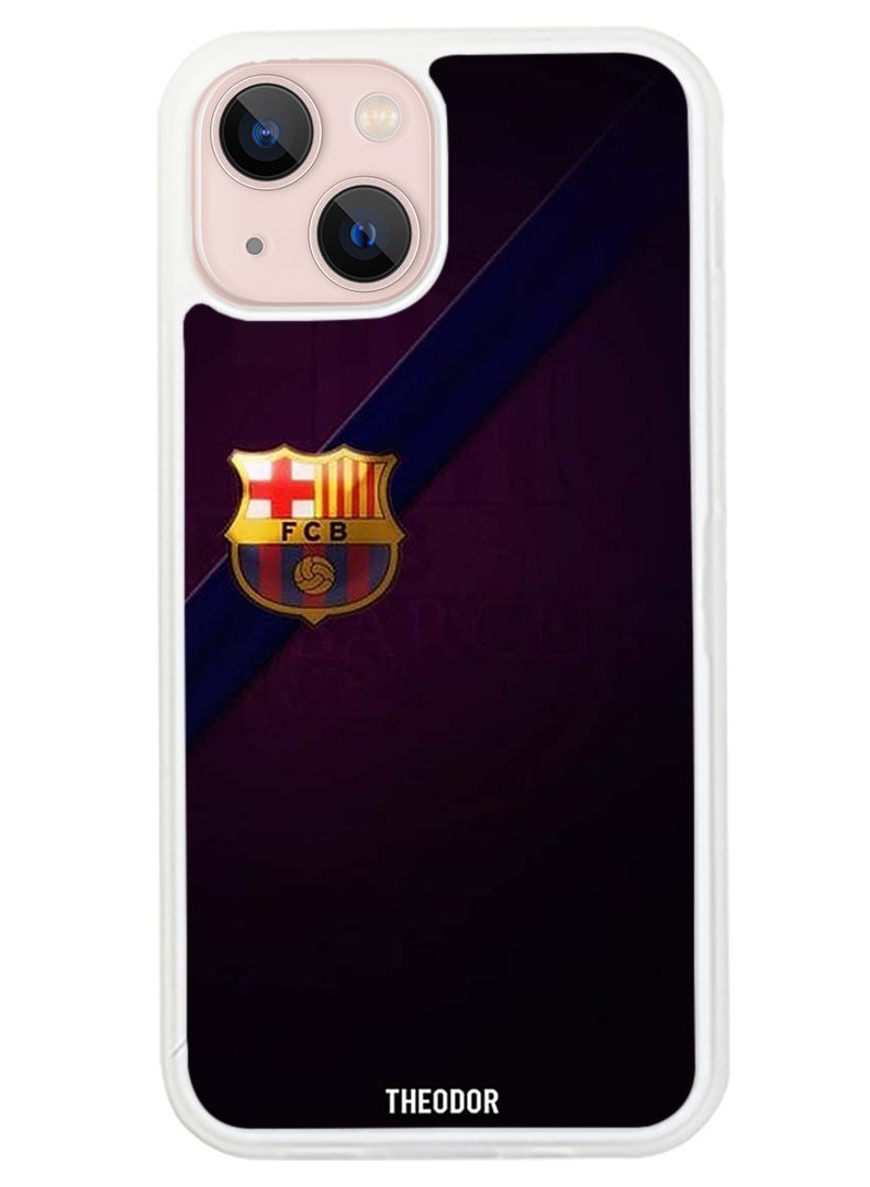 Theodor Protective Case Cover For APPLE IPHONE 14 Minimal Barca Logo (White Bumper) - Image 1