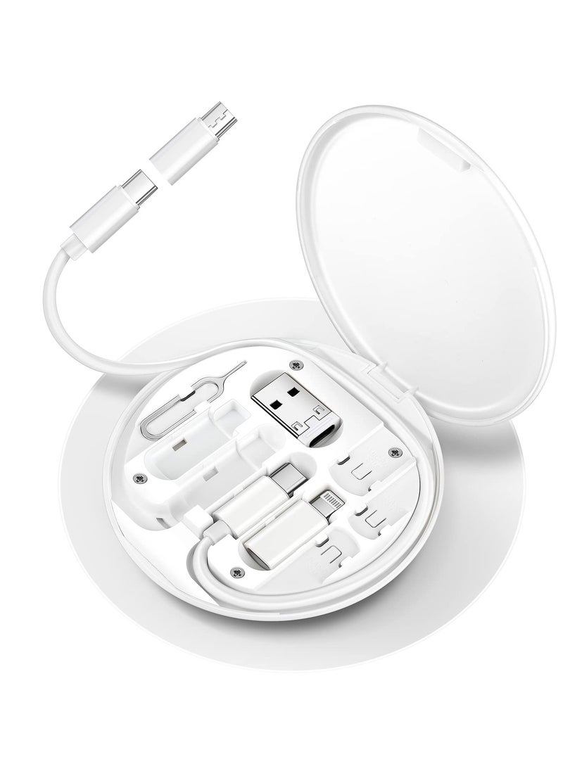 HESIMING - USB C to  Lightning Adapter Kit Multi Charging Cable Case Convertor USB C to Type C iOS Device/Micro Adapter Travel Data Cable Set Contains Card Storage Phone Holder Tray Eject Pin White - Image 1