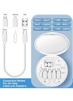HESIMING USB C to  Lightning Adapter Kit Multi Charging Cable Case Convertor USB C to Type C iOS Device/Micro Adapter Travel Data Cable Set Contains Card Storage Phone Holder Tray Eject Pin White  - Image 2