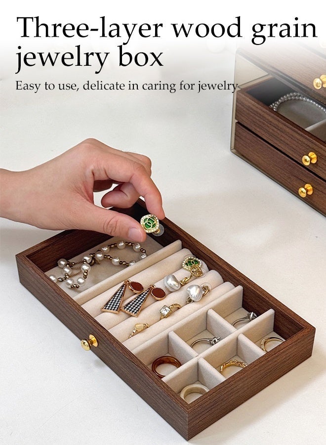 DUNISO 3 Tier Multi-functional Jewelry Storage Organizers  for Women, Jewelry Box for Earrings ,Rings ,Necklace and Bracelets,Display Case with Removable Dividers - Image 3