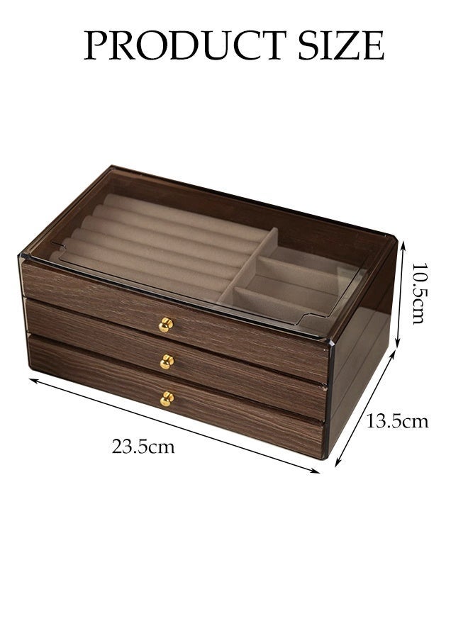 DUNISO 3 Tier Multi-functional Jewelry Storage Organizers  for Women, Jewelry Box for Earrings ,Rings ,Necklace and Bracelets,Display Case with Removable Dividers - Image 2